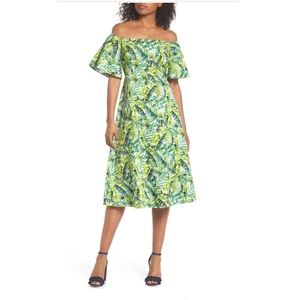 Nordstrom palm tropical off-shoulder midi dress
